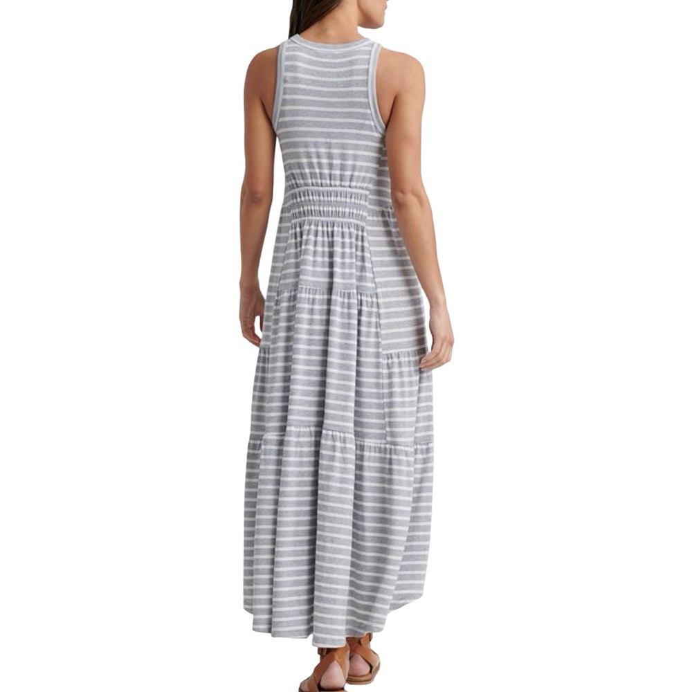 Lucky Brand Gray and White Striped Maxi Dress - Picture 2 of 8